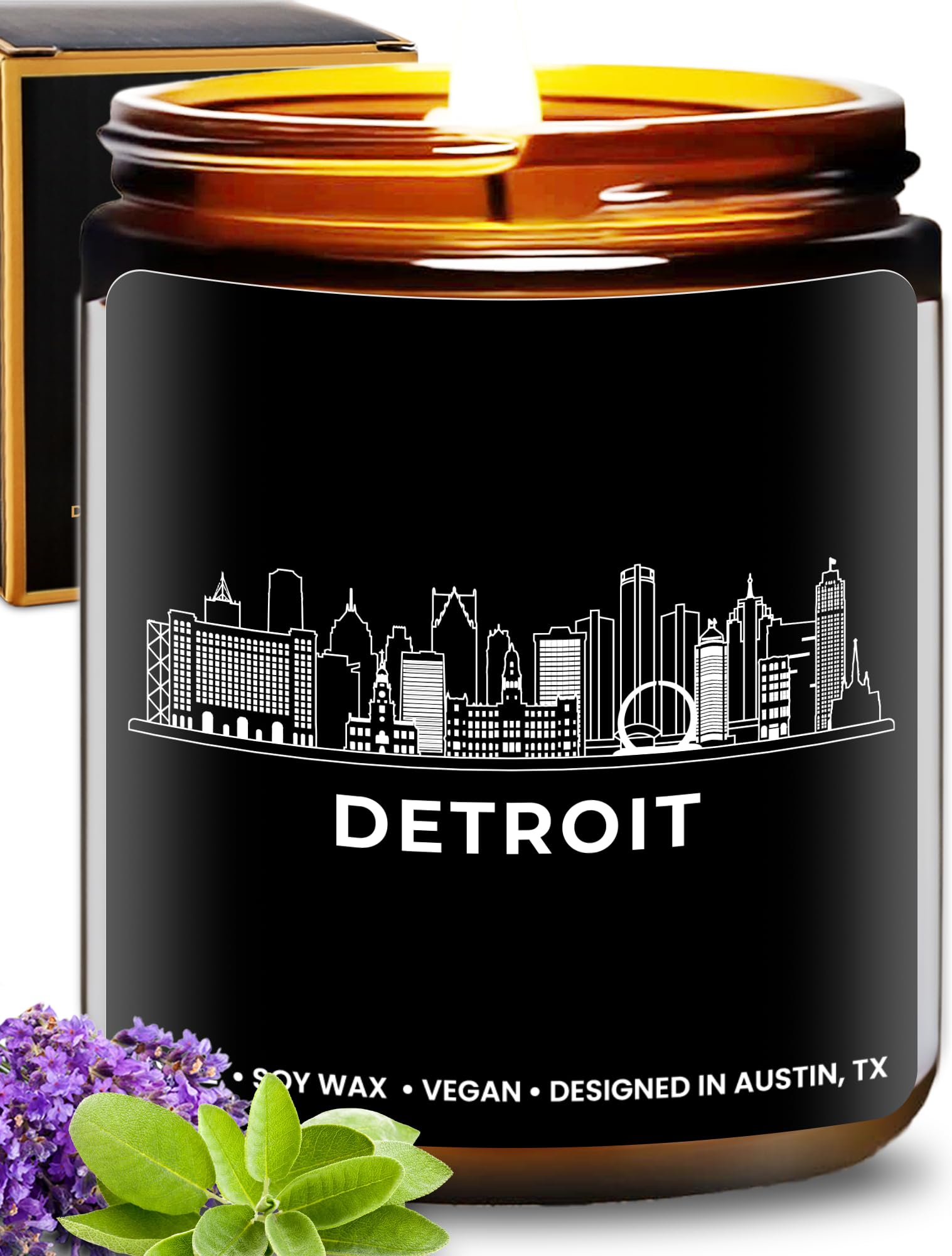 Detroit Candle, Detroit Skyline Gifts, City of Detroit Gifts for Men and Women, Detroit Gift Ideas, Moving Away & Home Sick Gift, Souvenirs, Birthday, Christmas, Gift-Ready