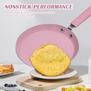 Nonstick Frying Pan Skillet, 7" Pink Skillet with Non Stick Coating, Aluminum Egg Pan with Stay Cool Handles, Practical Kitchen Cookware for Home Restaurant, Non Toxic, Induction Compatible (7 inch)