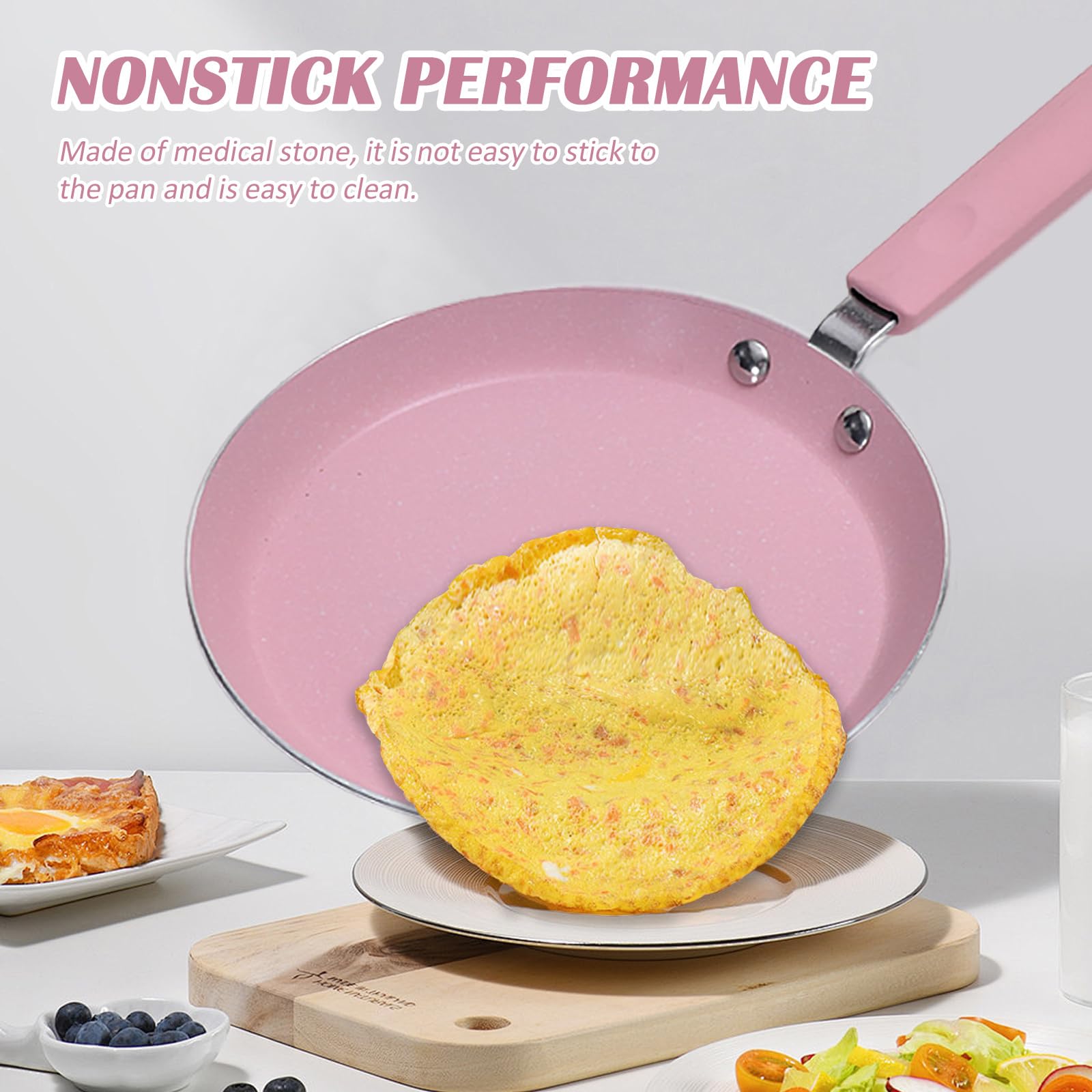 Nonstick Frying Pan Skillet, 7" Pink Skillet with Non Stick Coating, Aluminum Egg Pan with Stay Cool Handles, Practical Kitchen Cookware for Home Restaurant, Non Toxic, Induction Compatible (7 inch)