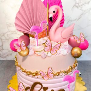 JeVenis 30 PCS Pink Flamingo Cake Topper Luau Cake Decorations Hawaiian Cake Topper Beach Cake Topper Decorations for Birthday Baby Shower Bridal Shower Wedding Party