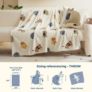 Bedsure Cat Throw Blanket with a Pillow Cover - Aesthetic Cute Fleece Blanket for Girls Boys Teens Kids as a Gift, Soft Cozy Animal Pattern Blankets for Couch Sofa Bed Camping