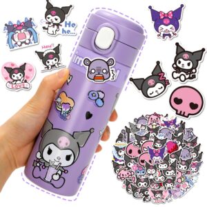 matconly 14oz cartoon water bottle girls with 50pcs anime stickers, stainless steel thermos water bottle for school kids