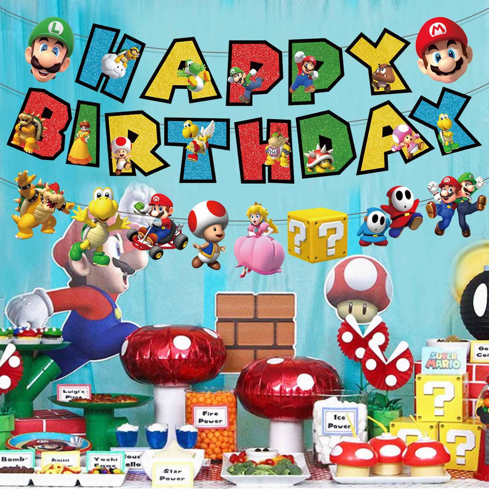 Cartoon Happy Birthday Banner for Cartoon Birthday Decorations Party Supplies Banner for Kids Cartoon Party Supplies