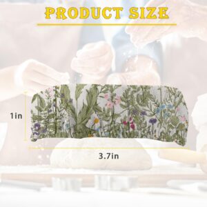 Herbs 5- Pack Cloth Covers for Sourdough Starter Jar, Wild Flowers Cloth Jar Covers Reusable Cloth Lid Top Cover Sourdough Bowl Cover Bread Fermentation Baking Supplies for 3-4 Inch Jar Mouth