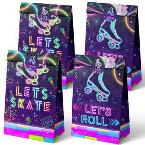 outego 24 roller skating goodie bags glow party birthday bags, skate favor bags, glow roller skating party, neon party supplies