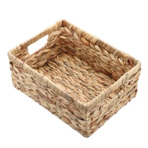 hipiwe water hyacinth storage basket bin handwoven decorative basket wicker basket box with handles small open home storage bins containers for shelf pantry organizing,12”x9"