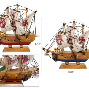 SAILINGSTORY Wooden Pirate Ship Model Sailboat Decor Boat Model Set of 2 Pack