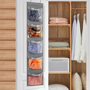 TEMUORG 2 Pcs Day of Week Clothing Organizer Monday to Friday School Clothes Organizer for Kids Weekly Hanging Closet Organizer (GREY)