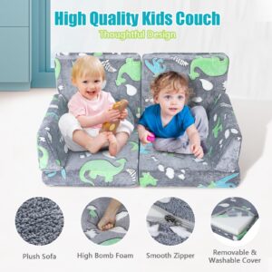 Longzhuo 10PCS Modular Kids Play Couch, Soft Nugget Couch, Kids Couch Bed Fold Out Toddler Sofa Glow in The Dark, Kids Chair Kids Sofa Couch Convertible Sofa Foam Couch in Playroom Bedroom Furniture