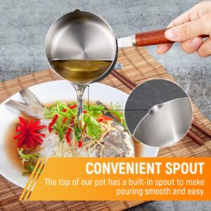 Stainless Steel Sauce pan, Mini Milk Warmer Pot Soup Pan with Wooden Handle Small Saucepan for Butter Warmer Heating Milk Cooking Sauce (125ml)