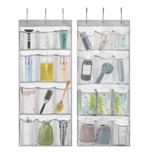 temuorg 2 pcs door hanging bathroom organizer mesh shower accessories holder bathtub storage bag with mesh pockets (12 pockets)