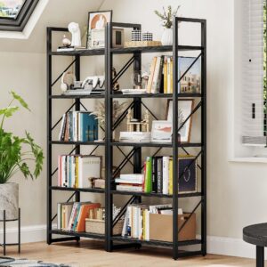 DWVO 5 Tier Bookshelf Black Bookcase, Storage Shelves Organizer Standing Shelf, Display Rack Book Shelves for Bedroom,Living Room,Office,Kitchen, Black