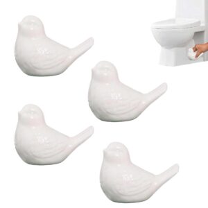 generic 4-pack bird design toilet bolt caps - decorative porcelain covers for toilet bowl screws, easy installation (white)