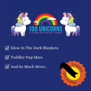 100 UNICORNS Glow in The Dark Unicorn Blanket | Ultra Soft | A Plush, Cozy & Fluffy Throw | Fun Gift for The Birthday Girl | Great Addition to Your Kids or Baby Bedroom Decor and Toys | Pink & Purple