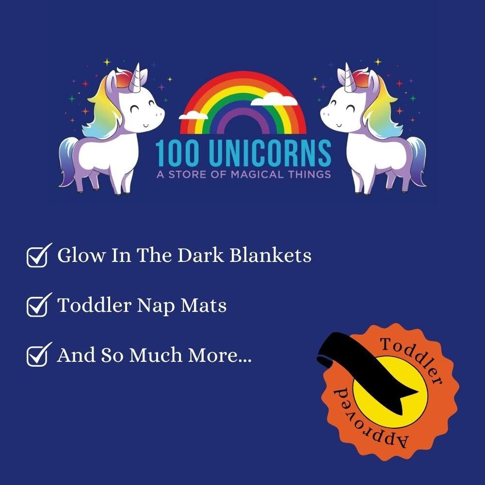 100 UNICORNS Glow in The Dark Unicorn Blanket | Ultra Soft | A Plush, Cozy & Fluffy Throw | Fun Gift for The Birthday Girl | Great Addition to Your Kids or Baby Bedroom Decor and Toys | Pink & Purple