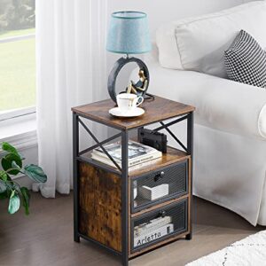 VECELO Nightstand with Drawer, Modern Night Stand, End Side Table for Living Room,Bedroom,Office, Easy Assemblyfor Bedroom, Office, Easy Assembly