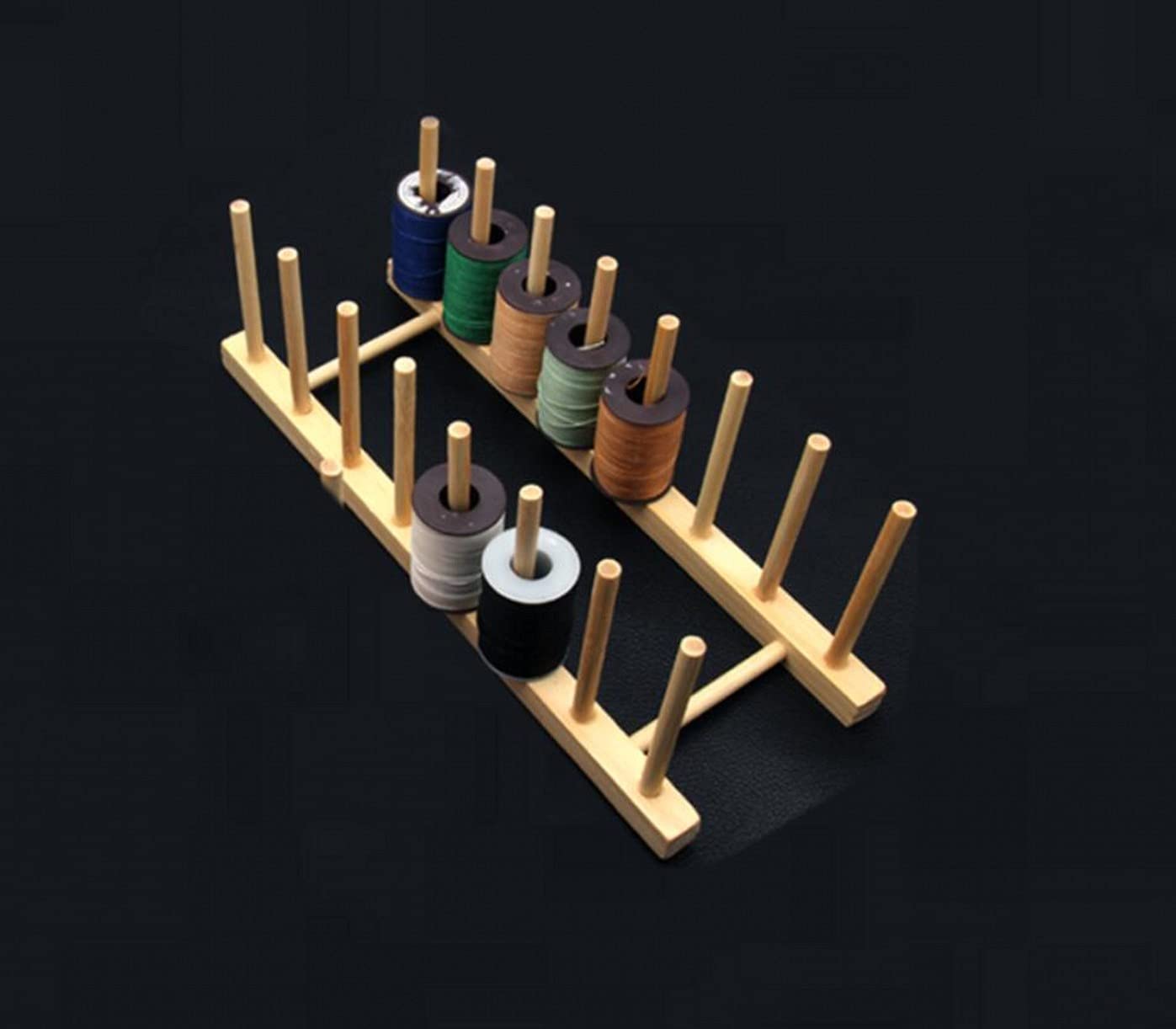 YJIUYUANQ Foldable Wooden Thread Holder 16 Spools Sewing Embroidery Thread Rack Organizer Wall Hanging Cones Stand Shelf Tool(Large)，1PC