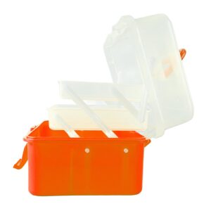 Three-Layer Clear Plastic Storage Box, Craft Organizer Folding Craft Organizer with Handle Organizer Box for Sewing Art and Cosmetic(Orange)