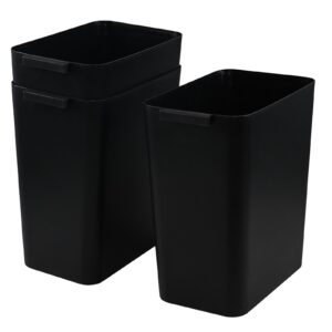 ponpong 4.5 gallon black plastic small trash can, slim waste basket for bathroom office, 3 packs