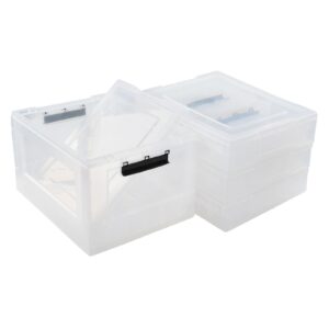 Vababa 30 L Plastic Collapsible Storage Box, 4 Pack Clear Storage Tote with Lid