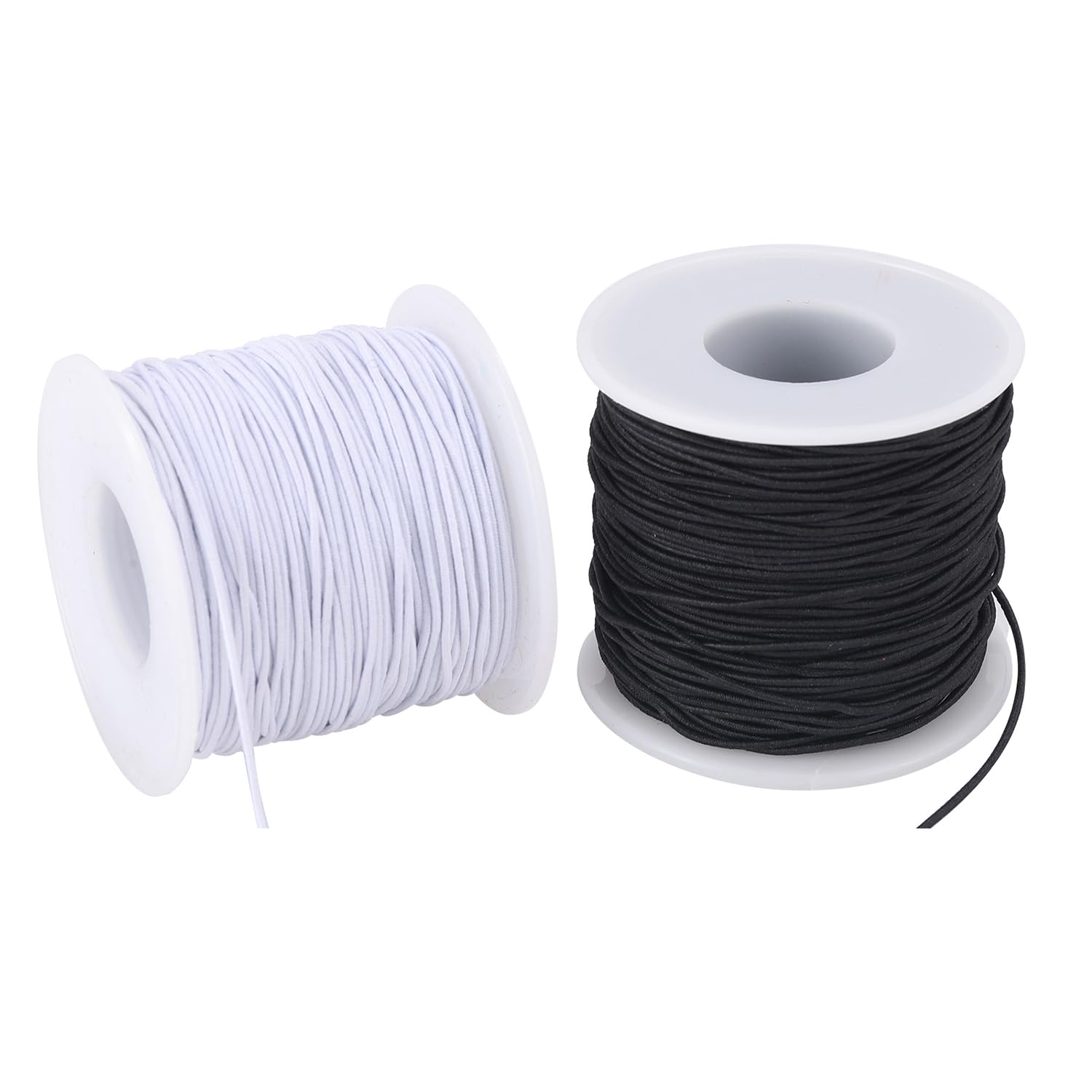 Stretchy String for Bracelets, 2 Rolls 0.8mm,1 mm,1.2mm,1.5mm,330 Feet Sturdy Elastic String Cord for Jewelry Making, Necklaces, Beading and Crafts (White Black (1.0mm))