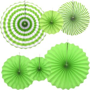 goshun 6 pieces hanging paper fans paper fans decoration for wedding retirement graduation birthday party engagement bridal party hangings decorations(uzs/green)