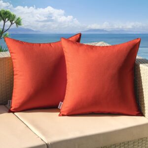 miulee pack of 2 decorative outdoor waterproof pillow covers square garden cushion sham throw pillowcase shell for fall patio tent couch 18x18 inch burnt brick