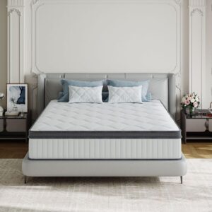 txo twin mattress, 8 inch medium firm hybrid mattress with pocketed spring and bamboo charcoal gel memory foam, anti-pilling cover, motion isolation, cool and dry sleep, twin size mattress in a box