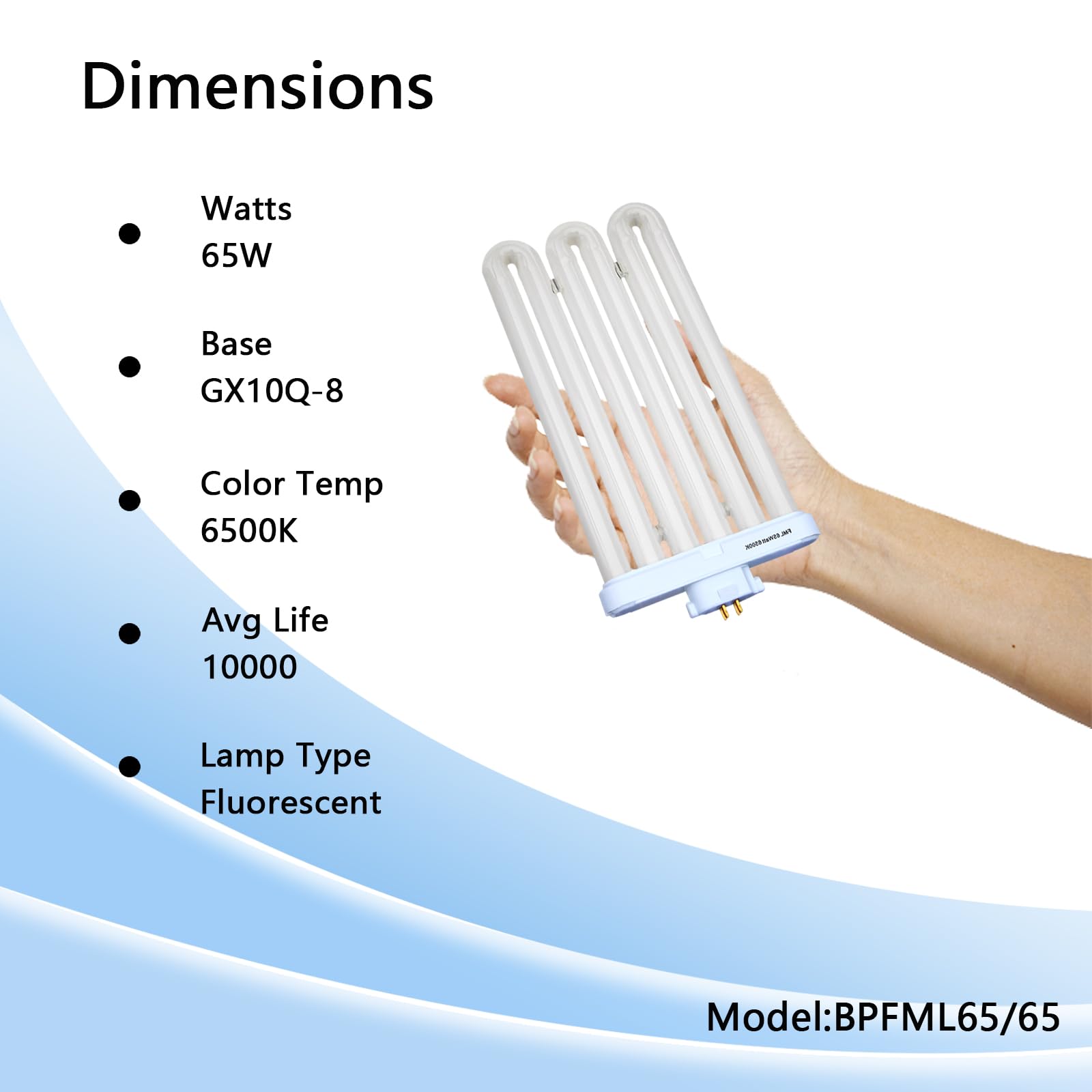 FML65/65K 65Watt 6500K Fluorescent Light Bulb,4Pins Base Triple Tube Replacement for Feit Electric 06565,BPFML65/65 2 Pack