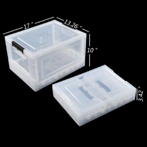 Vababa 30 L Plastic Collapsible Storage Box, 4 Pack Clear Storage Tote with Lid