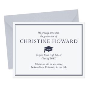 hello love goods personalized high school graduation announcements with envelopes, light gray classic grad announcements, 5.5x4.25