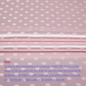 MaiMaiSuan 60’’ Wide Blush Pink Polka Dot Satin Jacquard Fabric by The Yard Soft Shiny Silky Satin Fabric for Sewing, DIY Crafts, Costumes,Decoration,Bridal Dress,1 Yard