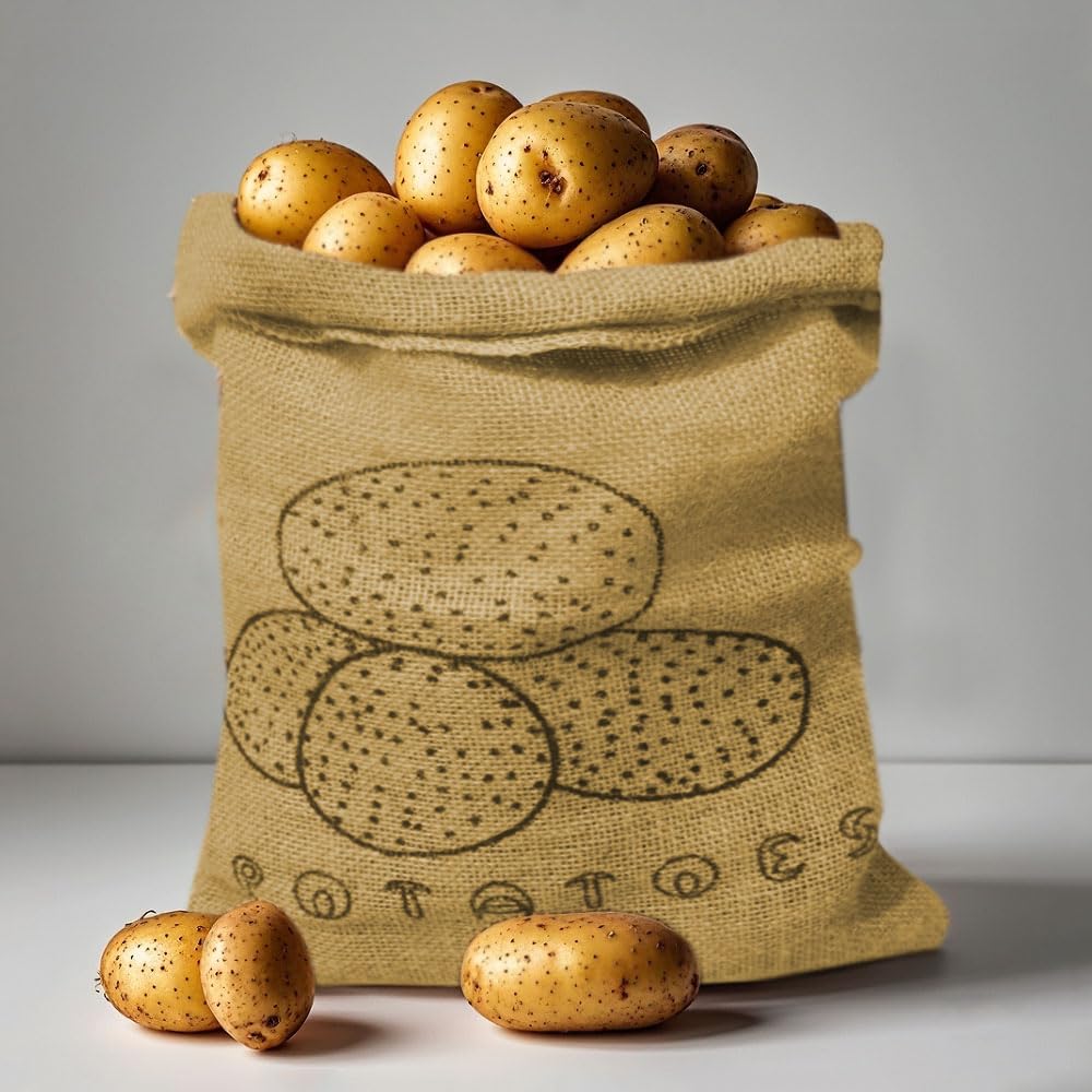 Burlap potato storage,Reusable Storage Sack with Drawstring,Reusable Produce Bags Keeper for Freshness,16 * 12inch