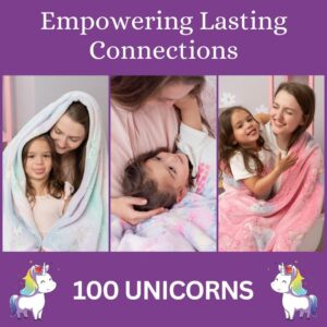 100 UNICORNS Glow in The Dark Unicorn Blanket | Ultra Soft | A Plush, Cozy & Fluffy Throw | Fun Gift for The Birthday Girl | Great Addition to Your Kids or Baby Bedroom Decor and Toys | Pink & Purple