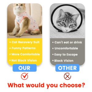 2 Pcs Cat Surgery Recovery Suit for Male and Female Cats, Cat Onesie for Cats after Neuter Surger, Anti Licking Wounds Clothes for Cats (Sheep+Cats, M(3.5-7lbs))