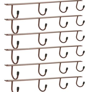 6pcs coffee mug hooks under cabinet, coffee mug hanger, coffee cup hooks for hanging under cabinet metal coffee mug hanging rack under cabinet bronze under cabinet mug hangers for kitchen coffee bar