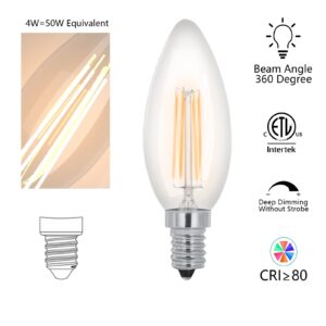 Lawyettle E12 LED Candelabra Bulbs 40 Watt Equivalent, 4000K Neutral White, 500 Lumens, 4W Dimmable C35/B10 Chandelier Light Bulbs, Filament Clear Glass, 6 Pack