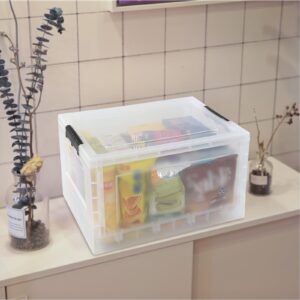 Vababa 30 L Plastic Collapsible Storage Box, 4 Pack Clear Storage Tote with Lid