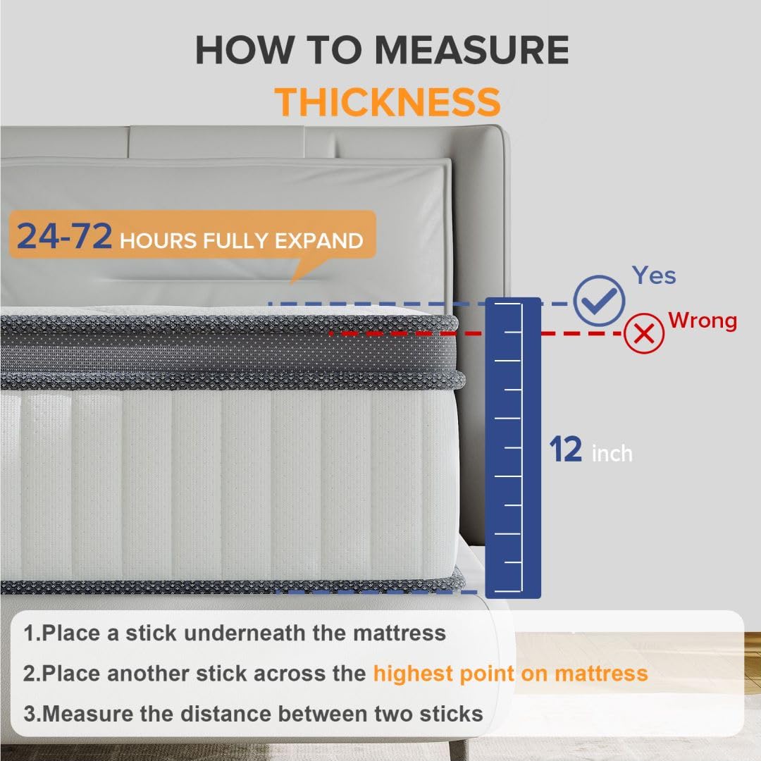 TXO Twin Mattress, 8 Inch Medium Firm Hybrid Mattress with Pocketed Spring and Bamboo Charcoal Gel Memory Foam, Anti-Pilling Cover, Motion Isolation, Cool and Dry Sleep, Twin Size Mattress in a Box