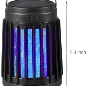 2 Pack Solar Bug Zapper Outdoor Waterproof Mosquito Zapper for Patio Home Camping, 3 in 1 Cordless Mosquito Light Killer Portable Small Bug Zapper - Camping Light, Mosquito Killer, Flashlight (Black)