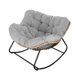 rocking chair outdoor, comfy backyard/patio/front porch patio chair/rattan chairs, reading chairs for adults/reclining lounge chair in bedroom/living room