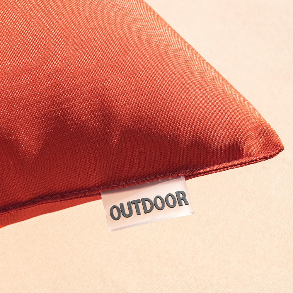 MIULEE Pack of 2 Decorative Outdoor Waterproof Pillow Covers Square Garden Cushion Sham Throw Pillowcase Shell for Fall Patio Tent Couch 18x18 Inch Burnt Brick