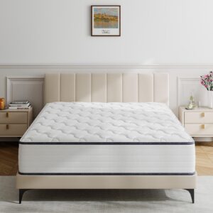 txo king size mattress, 12 inch medium firm hybrid mattress with antistatic breathable euro top cover, motion isolation, pressure relief, king mattress in a box