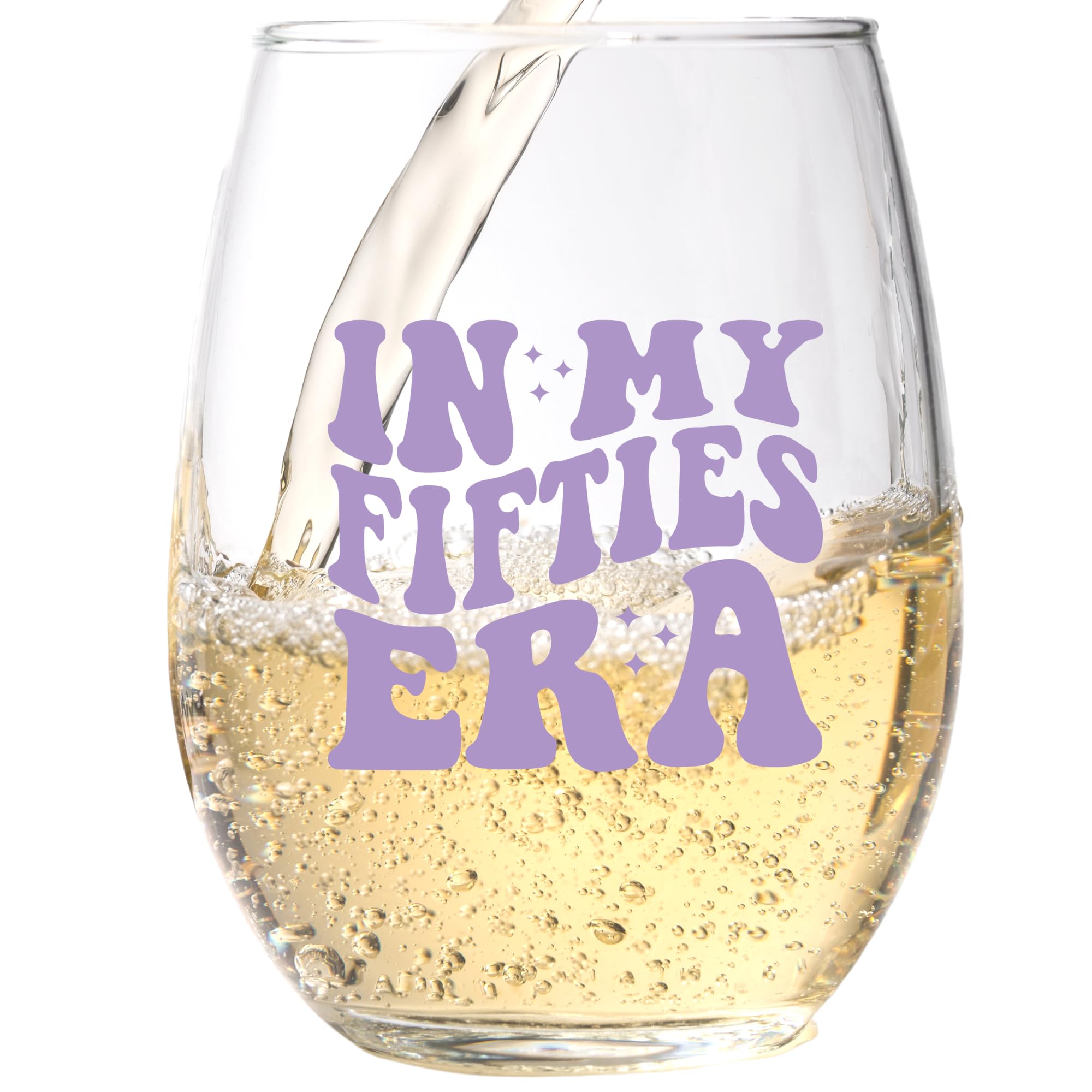 In My Fifties Era 50th Birthday Wine Glass - 15 Oz, Scratch Resistant Birthday Glass - Funny Wine Glass, Ideal 50th Birthday Gifts for Women - Printed in the USA