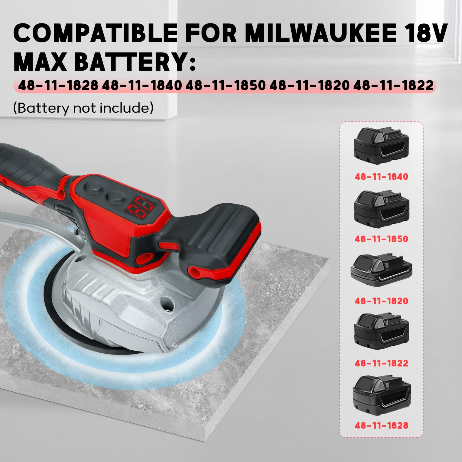 Cordless Tile Vibration Tool for Milwaukee M18-18V Battery, Tile Vibration Leveling Machine, 8 Speed Adjustable 110LB Suction, for Installation Floor/Tile/Wall