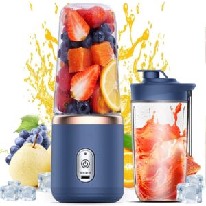 portable blender, personal blender for shakes and smoothies with travel lid, 400ml usb rchargeable mini blender fruit juicer cup with 6 blades, portable smoothie blender for kitchen,home,travel