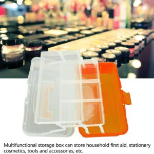 Three-Layer Clear Plastic Storage Box, Craft Organizer Folding Craft Organizer with Handle Organizer Box for Sewing Art and Cosmetic(Orange)