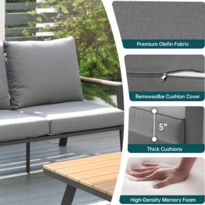 Yoneesn Aluminum Patio Loveseat 2 Seat Outdoor Sofa All Weather Indoor or Outdoor Sofa for 2 Outdoor Deck Couch, Dark Grey