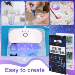 UV Resin Jewelry Making Kit, 300g Crystal Clear Resin with Light and Molds, DIY Jewelry Making Resin Kit, Resin Starter Kit for Keychain and Earring Making