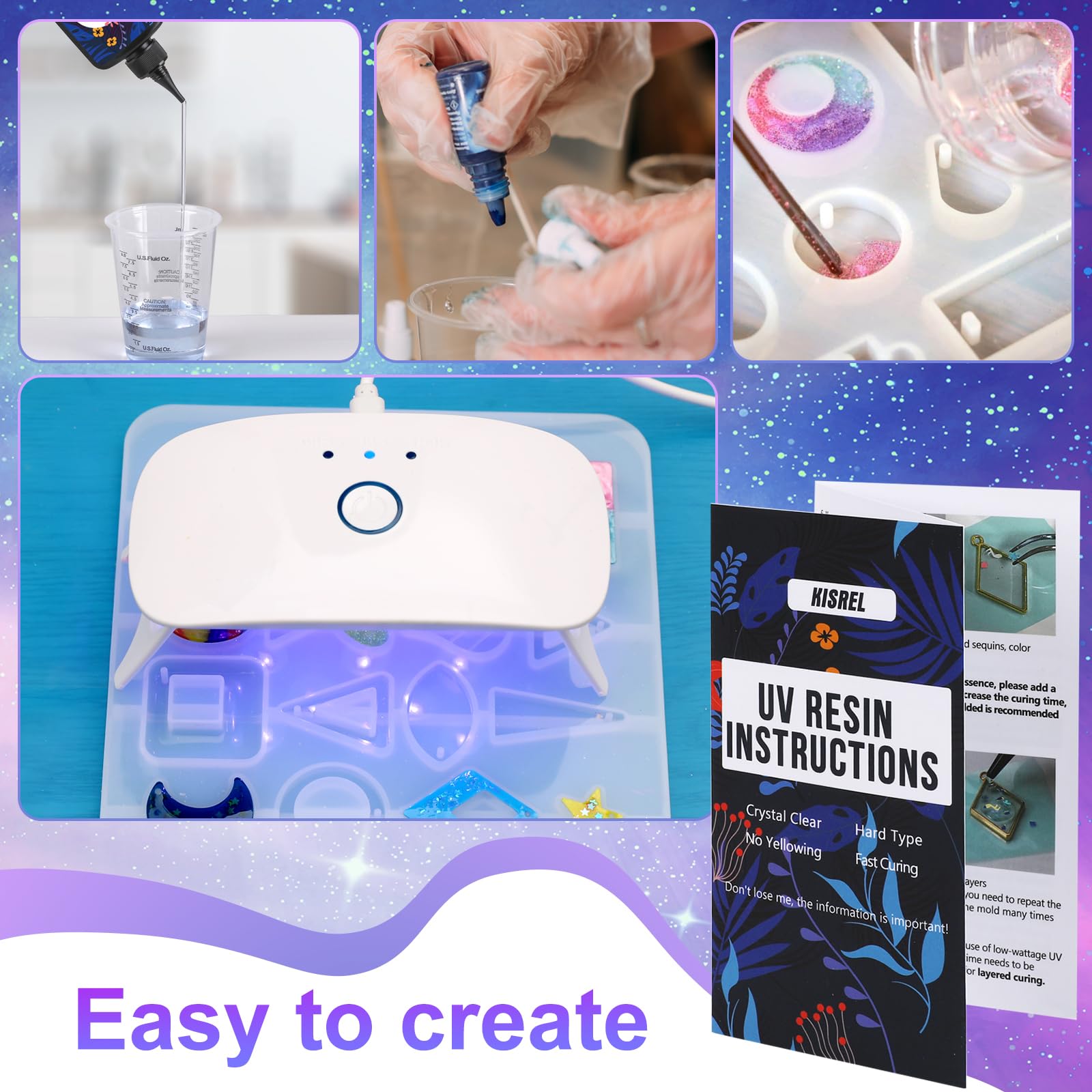 UV Resin Jewelry Making Kit, 300g Crystal Clear Resin with Light and Molds, DIY Jewelry Making Resin Kit, Resin Starter Kit for Keychain and Earring Making